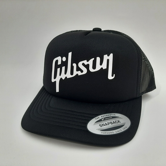 Handmade Accessories - Gibson Guitars Rock Music Hat Cap Vintage Trucker Style Mesh Snapback Foam Front